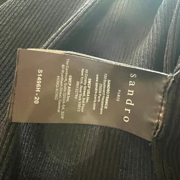 Sandro One Shoulder Black Knit Top size small - Picture 3 of 7